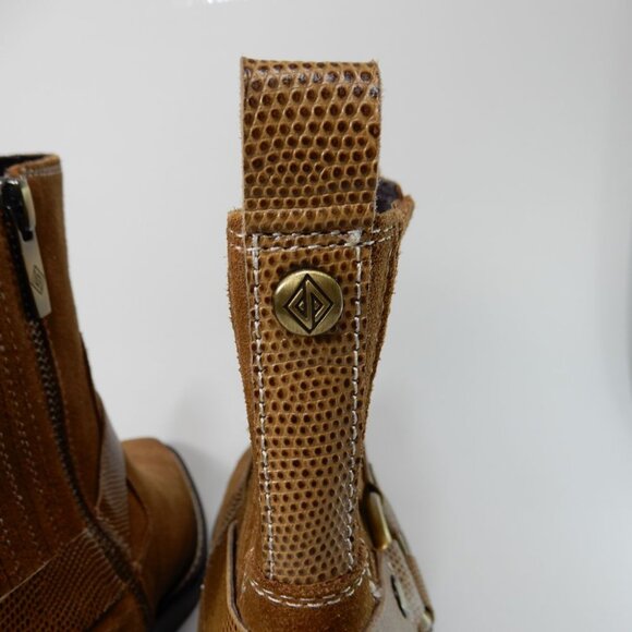 Donald Pliner Mai Moto Boots Size 8 Brown Suede Leather Saddle Harness NEW - Picture 8 of 14